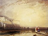 Richard Parkes Bonington Famous Paintings - Sunset in the Pays de Caux